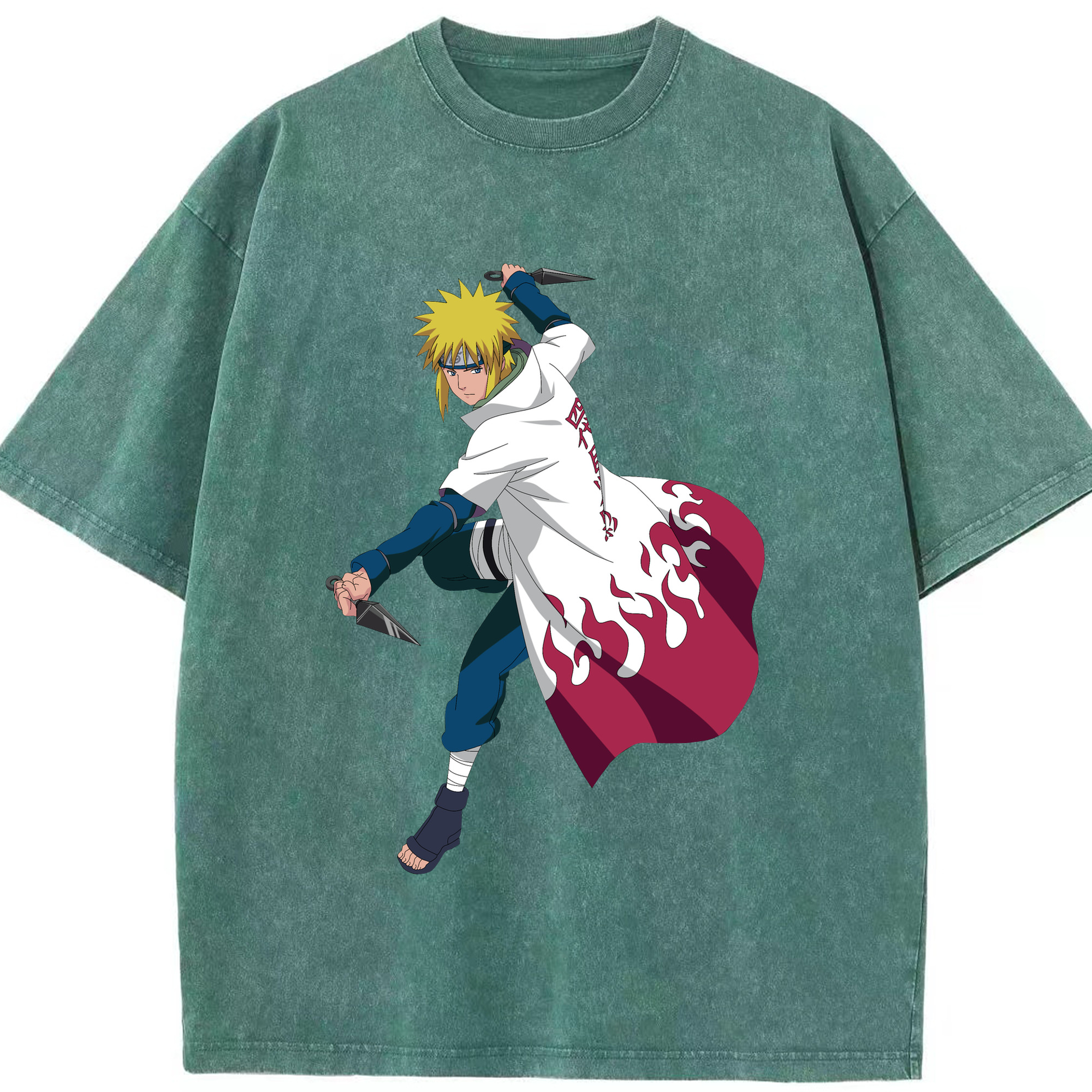 （画像用） NARUTO -ナルト- 波風 ミナト Namikaze Minato 綿100% ヴィンテージ風 半袖Tシャツ（フロントプリント）